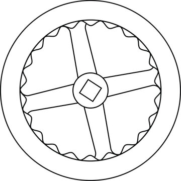 Valve Handwheel Outline Icon Illustration on White Background