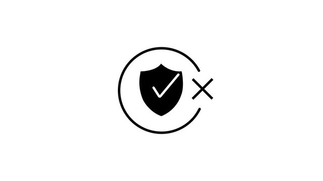 Security Shield Error Icon Cancel Cross Shield Protection Failure Unverified Unsafe System Security Warning Motion Graphic Video