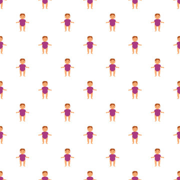 Repeating pattern showing multiple infant characters standing on a white background