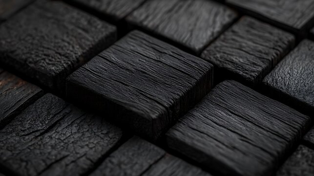 Dark Burnt Wood Block Texture.