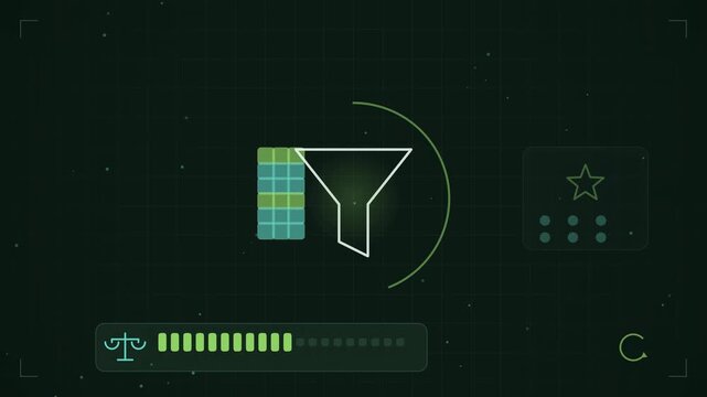 Abstract animated long context compressed into a summary drawn as green and teal lines and shapes on a deep dark background. Seamless looping 4K motion graphics video with free space for text, ideal f