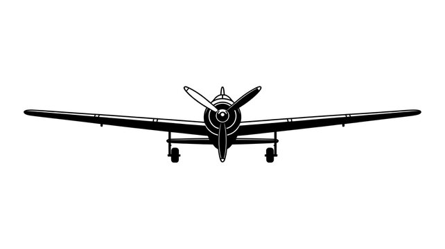 Vintage propeller airplane front view icon