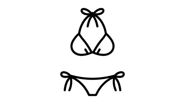 Bikini swimsuit icon line art isolated on white background
