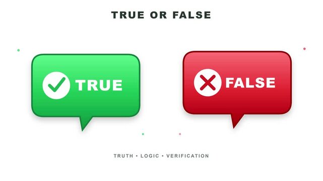 True or false checkmark buttons animation design featuring vibrant green and red graphical motion clip