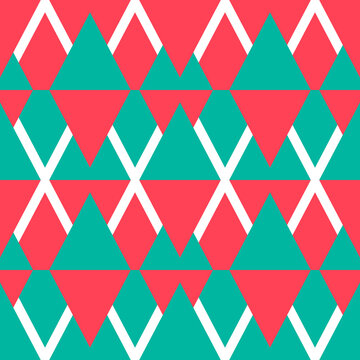 Seamless Abstract Geometric Diamond Pattern in Coral and Teal