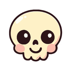 Fototapeta premium Cute cartoon skull with a happy expression and rosy cheeks.