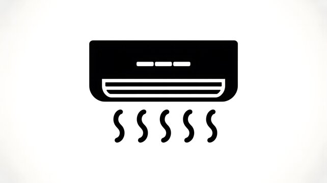 Black air conditioner icon with cool air