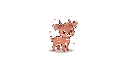 Fototapeta premium Small chibi fawn illustration with sparkling accents.