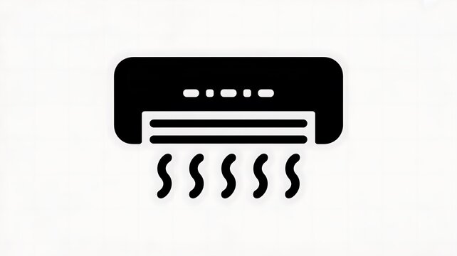 Black air conditioner icon on white surface