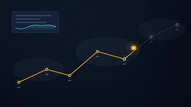Abstract animated shipment traced along its route drawn as amber and orange lines and shapes on a deep dark background. Seamless looping 4K motion graphics video with free space for text, ideal for in