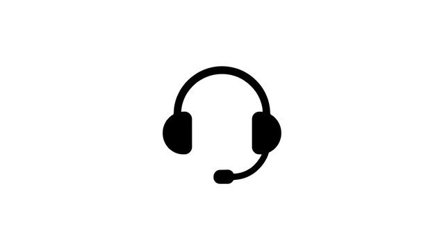 Black silhouette icon of support headphones