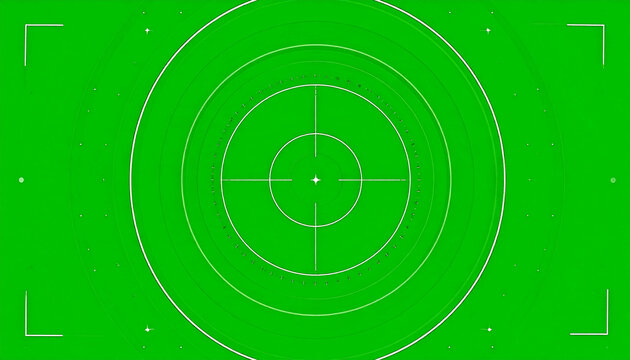 Green Screen Targeting Reticle with Concentric Circles and Corner Registration Marks for Digital Compositing and VFX