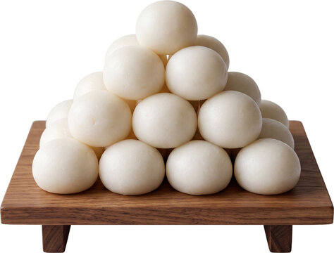 Stack Japanese Tsukimi Dango on Wooden Stand PNG
