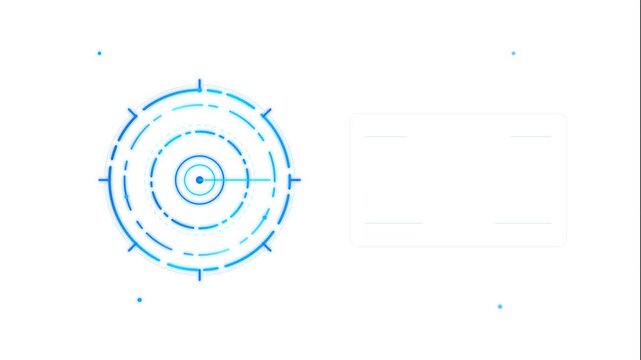 Rotating blue circular radar scanner interface displaying digital motion tracking elements in this abstract video clip