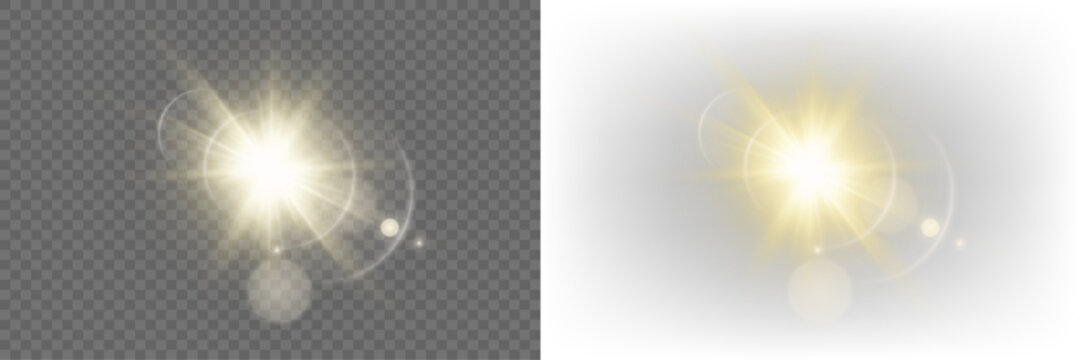 Bright shining golden sun flare effect background