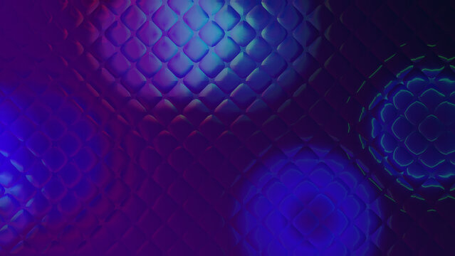 Vibrant abstract spheres illuminated with striking blue and magenta lighting form a captivating modern digital art composition full of energy and movement