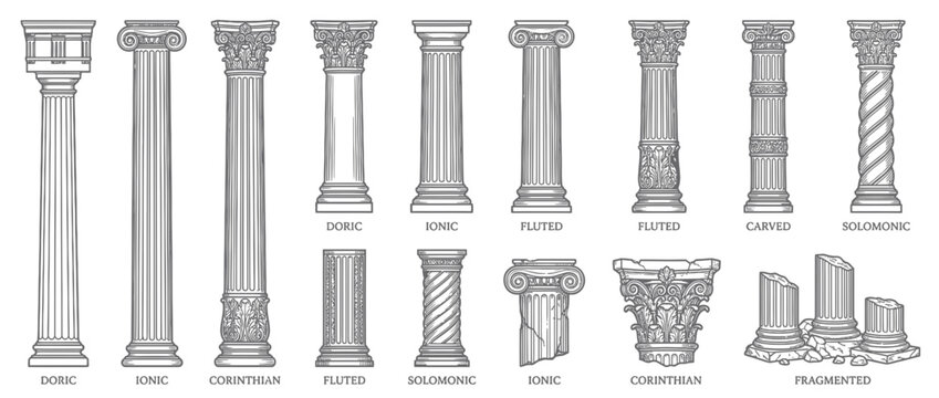 Classical Architecture Columns Doric Ionic Corinthian Styles