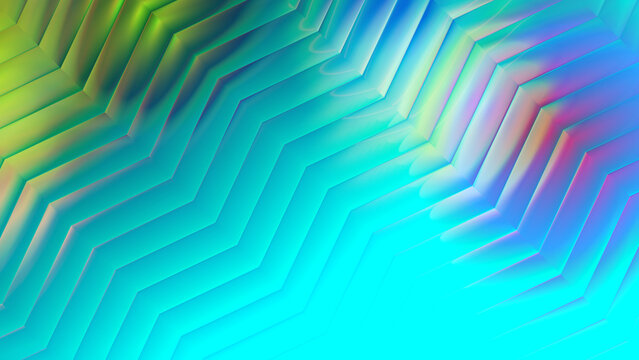 A vibrant abstract wave of flowing colorful lines moves diagonally across a bright and cheerful turquoise and green colored background design