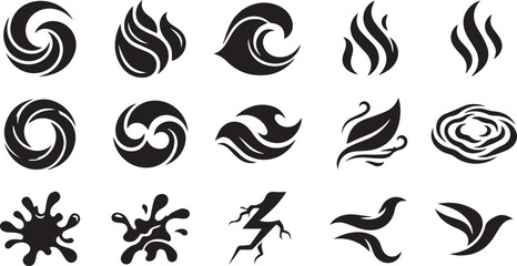 Obraz premium Four Elements Fire Wave Lightning Splatter Flame Vector
