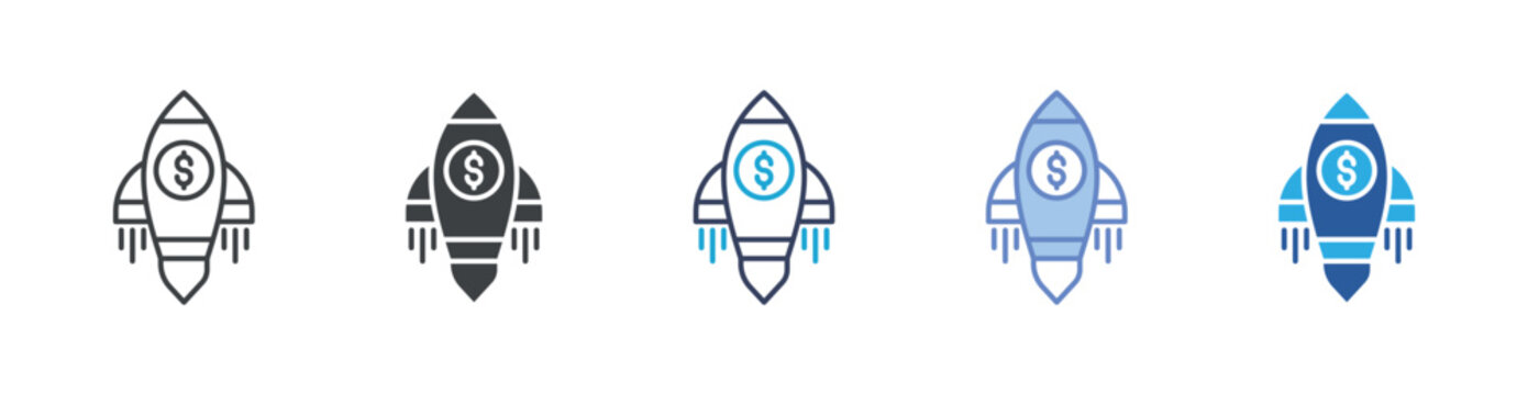 Startup icon set multiple style collection