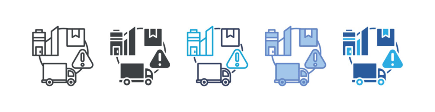 Supply Chain Disruption icon set multiple style collection