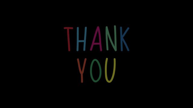 Thank you message on black background