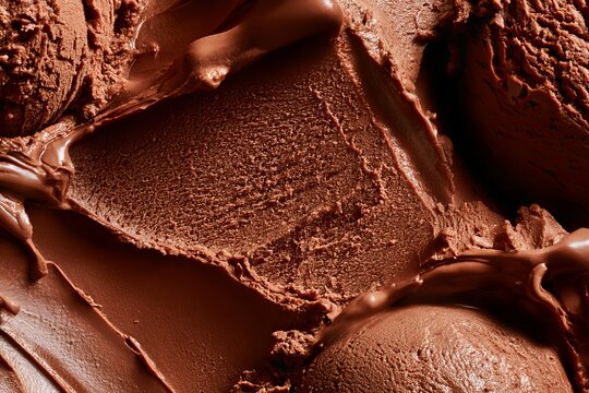 Rich chocolate ice cream with smooth texture in a dessert setting during daylight