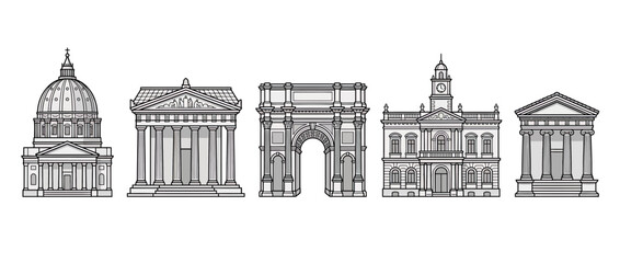 Obraz premium Famous Architectural Landmarks Collection Isolated