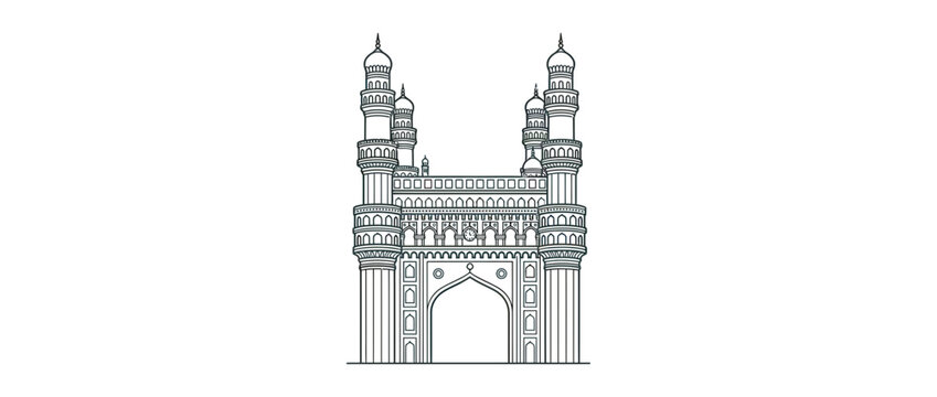 Charminar Landmark Outline Isolated