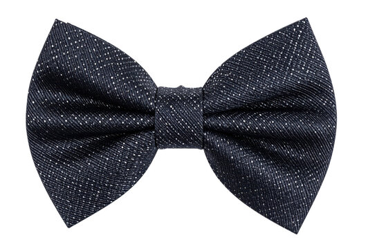 Navy blue polka dot bow tie accessory on transparent background