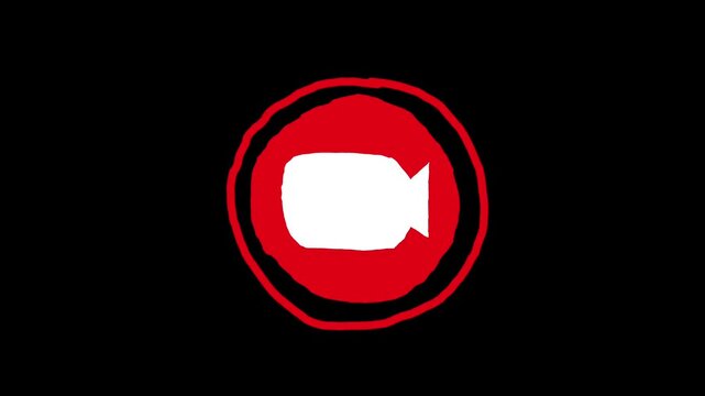Hand Drawn Red Animated Video Camera Icon Motion Graphic