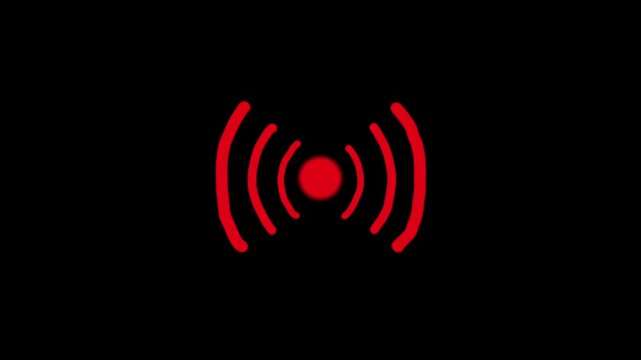 Red live stream recording icon animated pulsing signal vector motion graphics background