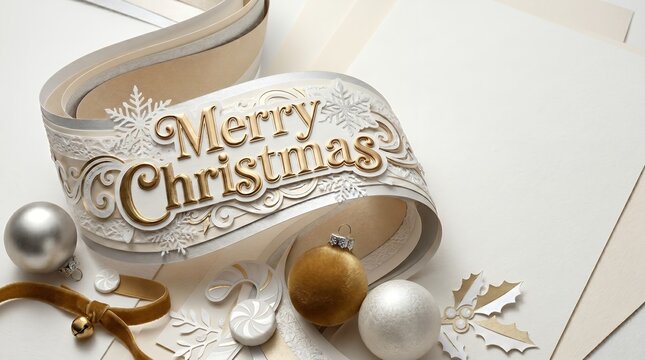 Elegant Gold and Silver Festive Merry Christmas Ribbon Decoration