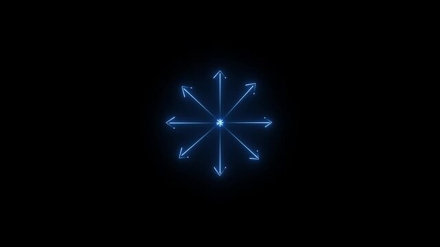 ​neon light arrows spreading outward background animation alpha channel.