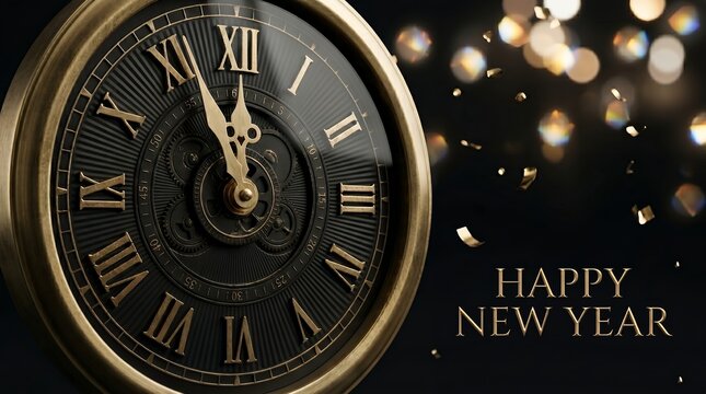 Vintage Ornate Pocket Watch Showing Midnight Hour for New Year Celebration Concept