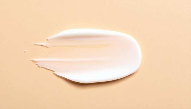 White cosmetic cream smear on beige background