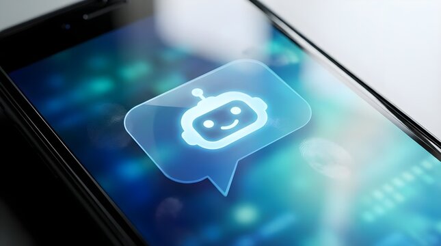 AI Chatbot Speech Bubble Icon on Screen