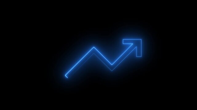 NEON line Creative Graph hand up arrow chart growing up. Business growth arrow and graph chart, Business line arrow.Motion graphics of concept