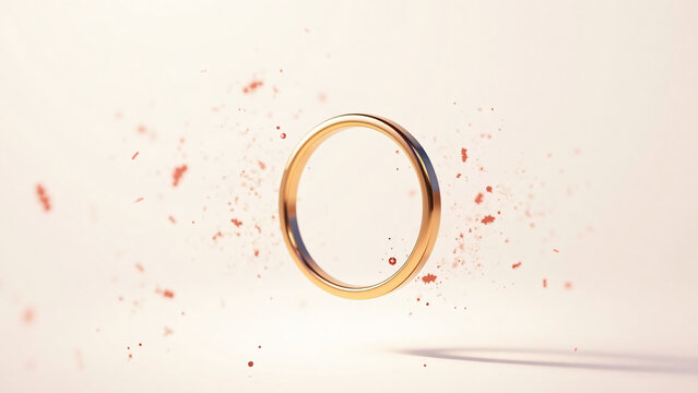 Digital Wedding Ring Floating with Pink Particles