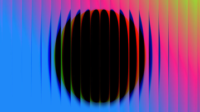 Vibrant abstract background featuring ribbed fractal glass texture with a dark circular center ideal for modern design and creative visuals
