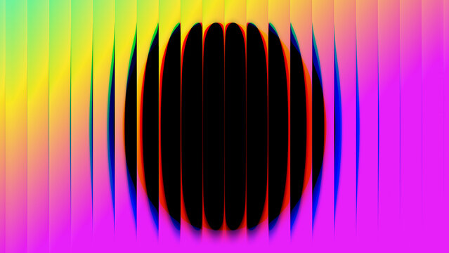 Vibrant abstract background featuring ribbed fractal glass texture with a dark circular center ideal for modern design applications and artistic expression