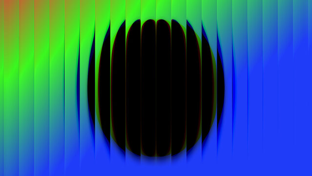 Vibrant abstract background featuring ribbed fractal glass texture with a dark circular center ideal for modern designs and artistic applications