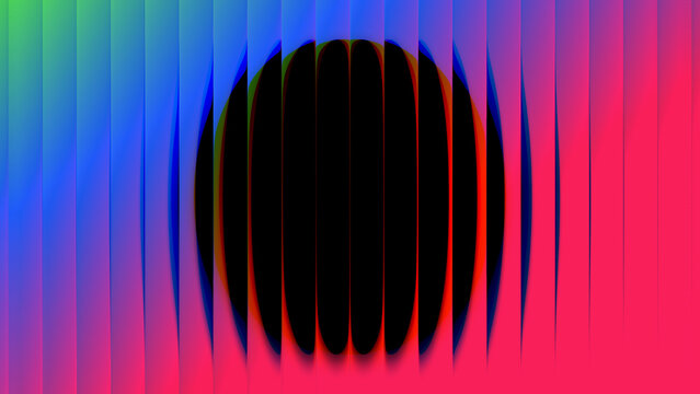 Vibrant abstract background featuring ribbed fractal glass texture with a dark circular center ideal for modern designs and artistic applications