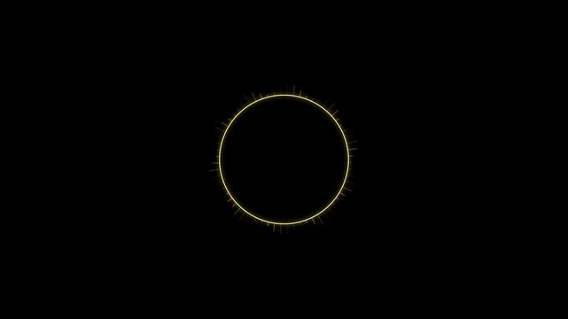 Glowing golden eclipse corona rings isolated on transparent background with alpha channel overlay