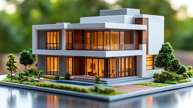 Modern house model outdoors.