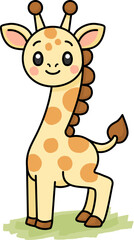 Obraz premium Giraffe Cartoon Cute Safari Animal Character