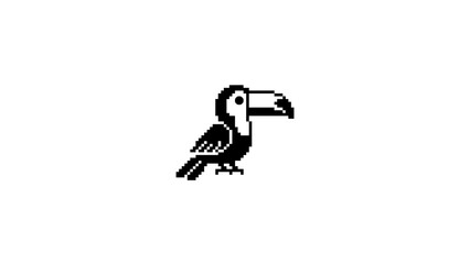Naklejka premium Toucan bird pixel art icon.