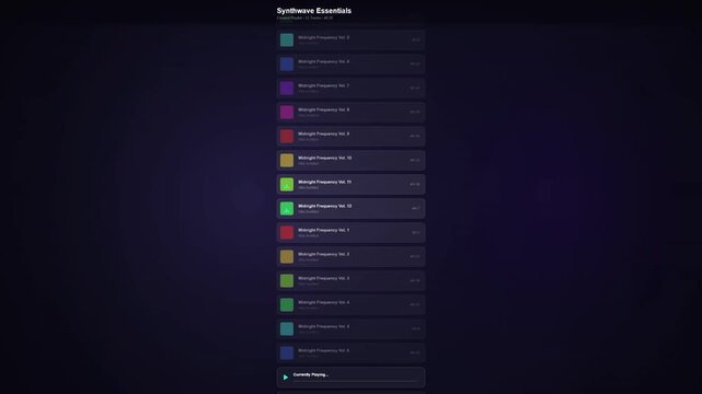 Digital user interface menu items on dark glowing background