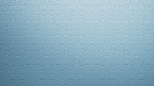 Light Blue Jigsaw Puzzle Background with Seamlessly Linked Pieces. Cooperation Concept.