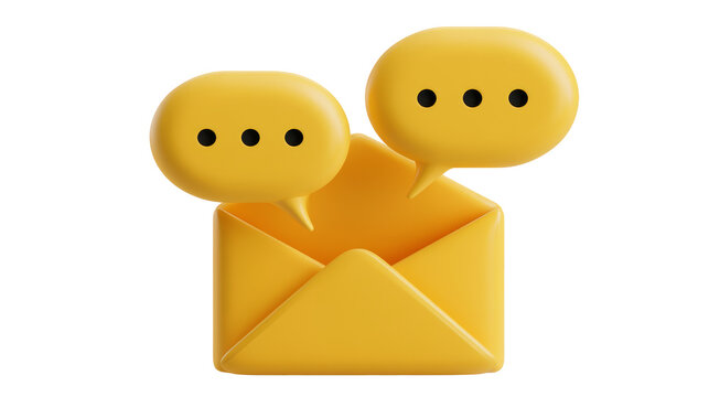 Open Envelope with Two Blank Speech Bubbles
